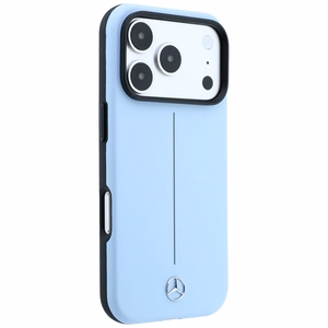 Mercedes Semi Wrap Iconic Line MagSafe ādas maciņš, paredzēts iPhone 18 Pro Max / 17 Pro Max, zils