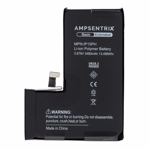 AmpSentrix Basic baterija iPhone 15 PRO (palielināta ietilpība 3480 mAh)