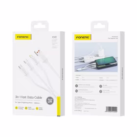 FONENG kabelis XS01 3in1 3A 1.2M balts