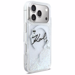 Karl Lagerfeld Liquid Glitter Karl Script Logo MagSafe Maciņš for iPhone 17 Pro - Clear