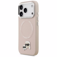 Karl Lagerfeld Karl & Choupette Pins MagSafe apvalks viedtālrunim iPhone 17 Pro Max - rozā