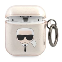 Karl Lagerfeld Glitter Karl's Head apvalks AirPods 1/2 - zelta