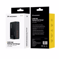 Wozinsky 240W GaN QC3 uzlādes stacija - melns