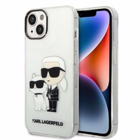 Karl Lagerfeld mirdzošs Karl&Choupette viedtālruņa apvalks iPhone 14 Plus - caurspīdīgs