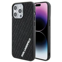 Karl Lagerfeld 3D gumijas daudzveidīgs logotips viedtālruņa apvalks iPhone 15 Pro Max - melns