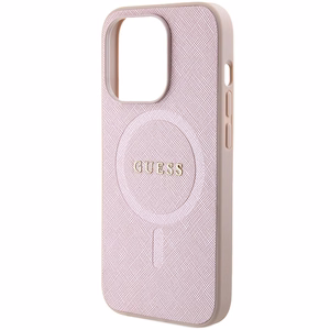 Guess Saffiano Magnētiskais viedtālruņa apvalks iPhone 15 Pro - rozā