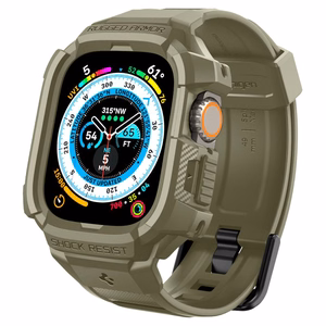 Spigen Rugged Armor Pro - Siksniņa ar korpusu Apple Watch Ultra 49 mm (Vintage Khaki)