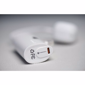 Portatīvais lādētājs Forcell F-Energy Power Plug F5K3 PD 20W 5000 mAh ar iebūvētu savienotāju USB C balta