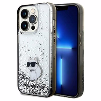 Karl Lagerfeld Liquid Glitter Choupette viedtālruņa apvalks iPhone 14 Pro Max - caurspīdīgs