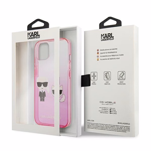 Karl Lagerfeld Gradient Ikonik Karl&Choupette viedtālruņa apvalks iPhone 13 mini – rozā