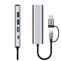 Tech-Protect HB03 HUB adapteris 5in1 USB-C + USB2.0 + USB3.0 + RJ45 - pelēks