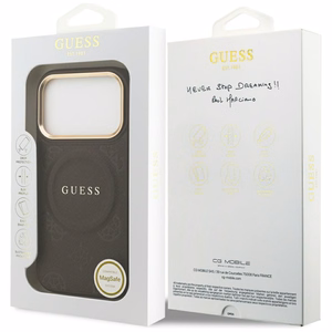 Guess Peony Hot Stamp MagSafe viedtālruņa apvalks iPhone 17 Pro - brūns