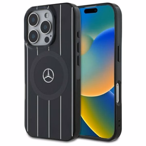 Mercedes MB Divslāņu krustotas līnijas MagSafe viedtālruņa apvalks iPhone 16 Pro - Melns