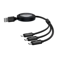 Ātrās uzlādes 3in1 kabelis Baseus Free2Draw, USB uz micro USB+USB-C+Lightning, 3.5A, 1.1m (melns)