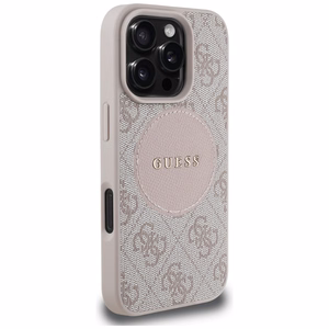 Guess 4G Circle Classic Logo MagSafe iPhone 16 Pro apvalks - rozā