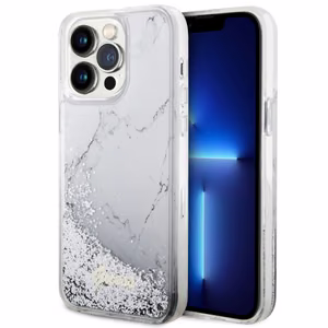 Guess GUHCP14XLCSGSGH iPhone 14 Pro Max 6.7" balts/balts cietais apvalks Liquid Glitter Marble