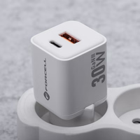FORCELL F-ENERGY Mini GaN III VT-35 ceļojumu lādētājs ar 1 x Type C + 1x USB A ligzdām, PD QC4.0 30W balts