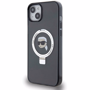 Karl Lagerfeld gredzena statīva Karl Head MagSafe viedtālruņa apvalks iPhone 15 Plus / 14 Plus - melns