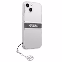 Guess GUHCP13SKB4GGR iPhone 13 mini 5.4" caurspīdīgs cietais apvalks 4G Pelēka Siksniņas Šarms