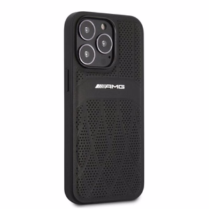 AMG AMHCP13LOSDBK iPhone 13 Pro / 13 6.1" melna/melna cietais apvalks ādas liektās līnijas