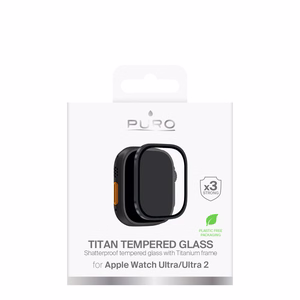 Закалённое стекло Puro с титановой рамкой для Apple Watch Ultra / Ultra 2 / Ultra 3M — чёрный