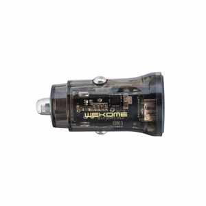 WEKOME WP-C40 Vanguard Series auto lādētājs, 2 × USB-A, 15 W, melns un caurspīdīgs