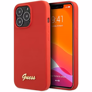 Viedtālruņa apvalks Guess GUHCP13XLSLMGRE iPhone 13 Pro Max 6.7" sarkana/bordo cietais apvalks Silikona Vintage Zelta Logotips