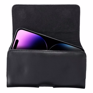 ROYAL universal horizontal leather belt holster size L for IPHONE 12 / 12 PRO / 13 / 13 PRO / 14 / 14 PRO / SAMSUNG S10 / S20 / S21 / A40 / HUAWEI P8 LITE / P30 / P40 / P9 LITE black
