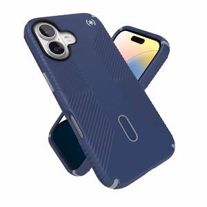 Speck Presidio2 Grip vāciņš ar MagSafe un ClickLock iPhone 16 tālrunim, Coastal Blue/Dust Grey