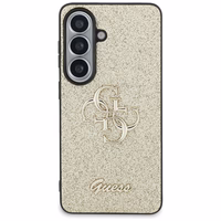Guess maciņš Fixed Glitter Big 4G Metal Logo for Samsung Galaxy S26 zelta