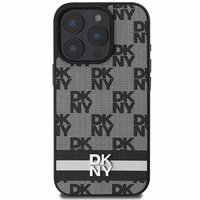 DKNY šachī raksts un drukātas svītras apvalks iPhone 16 Pro Max melns