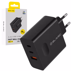 Blavec Wall charger BC-11 GaN - USB + 2xType C - QC PD 65W 3A (TCBC11G-U2CB653A) black