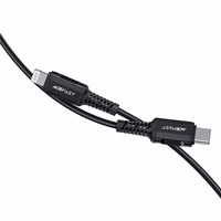 Acefast C4-01 Lightning - USB-C PD kabelis 30W 3A 480Mb/s 1.8m - melns