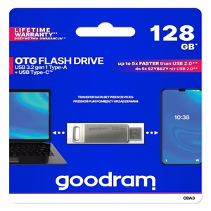 Goodram pendrive 128GB USB 3.2 ODA3 silver TYPE-A+TYPE-C