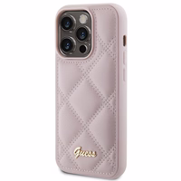 Guess Quilted Metal Logo viedtālruņa apvalks iPhone 15 Pro Max - rozā
