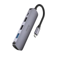 Adapteris Hoco HB27 Type-C Multi-Function Converter HDMI+USB3.0+USB2.0*2+PD pelēks
