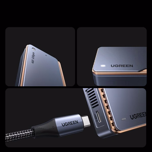 Ugreen D703 USB4 40Gb/s M.2 NVMe SSD korpuss ar aktīvo dzesēšanu - pelēks