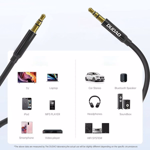 Dudao L12S AUX kabelis mini ligzda 3.5mm 1m 3 kontaktu stereo - melns