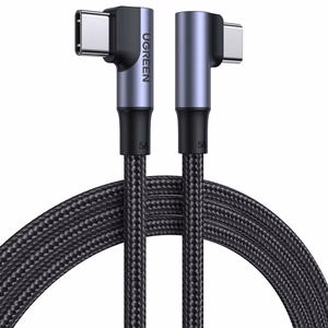 Ugreen US335 70696 leņķa USB-C - USB-C PD QC FCP 100W 5A 480Mb/s 1m kabelis - melns