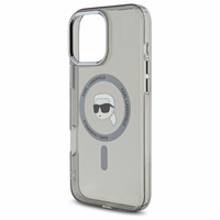 Karl Lagerfeld IML Metāla Karl Head Magnētiskais viedtālruņa apvalks iPhone 16 Pro - melns