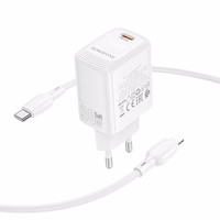 Borofone sienas lādētājs BN28 Fuente - Type C - PD 30W ar Type C uz Lightning kabeli balts