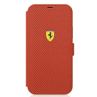 Ferrari FESPEFLBKP12SRE iPhone 12 mini 5.4" sarkans grāmatas tipa vāciņš On Track perforēts