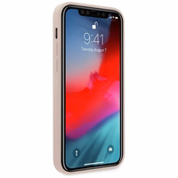 Guess GUHCP12SLSLMGLP iPhone 12 mini 5.4" gaiši rozā/gaiši rozā cietais apvalks Silikona uzraksts Zelta logotips