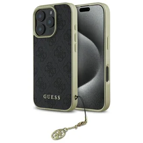 Guess 4G Charms Kolekcijas viedtālruņa apvalks iPhone 16 Pro - melns