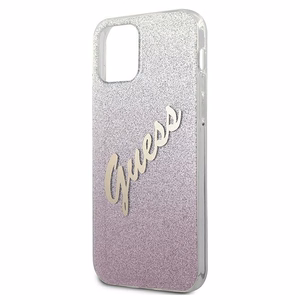 Guess GUHCP12SPCUGLSPI iPhone 12 mini 5.4" rozā/rozā cietais apvalks Glitter Gradient Script