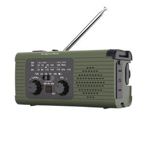 Kruger&Matz pārnēsājamais saules enerģijas avārijas radio ar SOS, 5000 mAh ārējo akumulatoru, lukturīti un dinamo