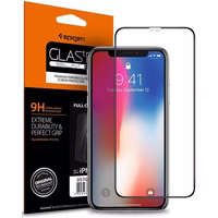Spigen Glass FC rūdītais stikls ar melnu rāmi iPhone X / XS / 11 Pro