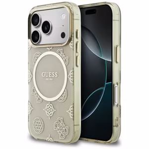 Guess IML Peony Dot MagSafe Maciņš for iPhone 17 Pro - bēšs