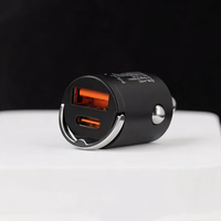 Blavec Auto lādētājs BS-02B-C Aero - USB + Type C - QC 3.0 18W PD 30W ar Type C to Type C cable (CCBS02BCA-UCB) melns