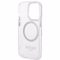 Guess GUHMP14XHTRMS iPhone 14 Pro Max 6.7" sudrabains/sudrabains cietais apvalks Metāla kontūra Magnētiskais